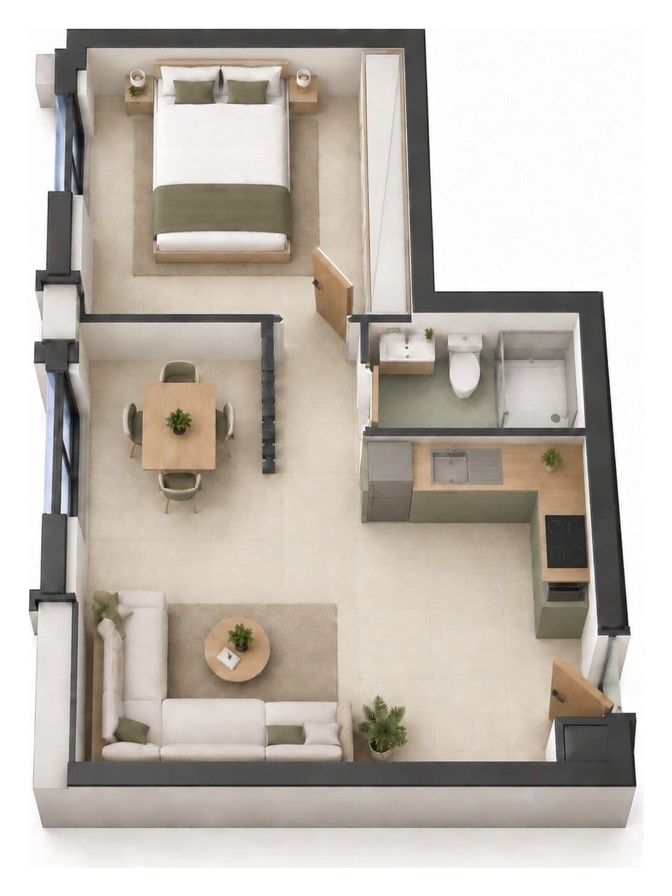 Vue 3D indicative du lot Studio 208